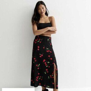 NWT cherry print midi skirt petite 4P
